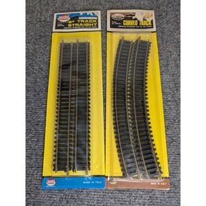 Vintage Model Power Train HO Track 9" Straight & 18" Radius Curved Track NOS